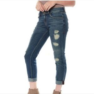 Anthropologie Level 99 Sienna Tomboy Distressed Destructed Bonco Jeans 27